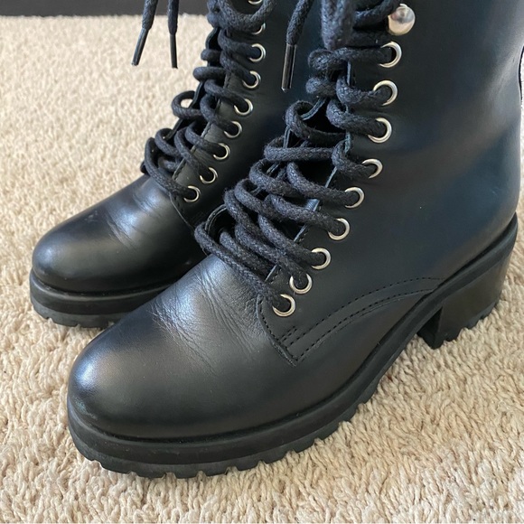 Steve Madden Geneva Combat Boot, Black Leather, size 7 - Picture 6 of 14